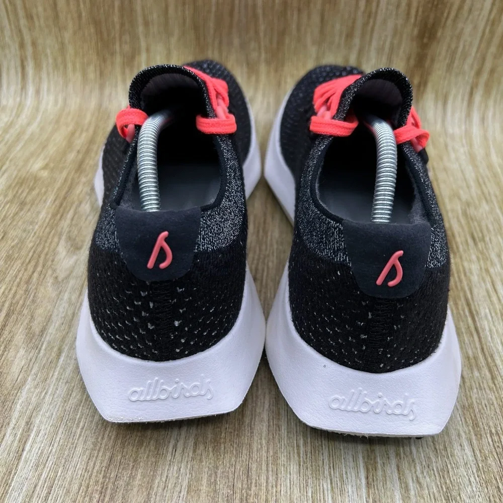 Allbirds Tree Dashers 2 Women's Size 9.5 Black‎ Neon Coral Running Sneakers TD2